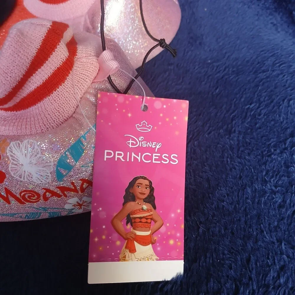 Disney Princess Moana Slippers Orange Pink Glitter Size 11-12 NWT